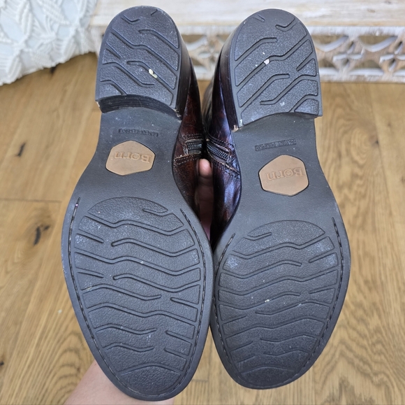 Born Cherry Brown Heeled Knee High Riding Boots Size 8 - Picture 12 of 14